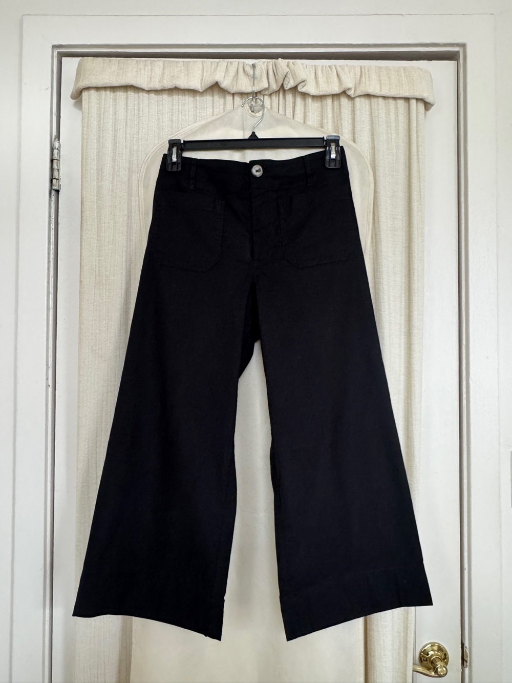 Anthropologie Maeve Black The Colette Crop Wide Leg Pants Size 29 Petite